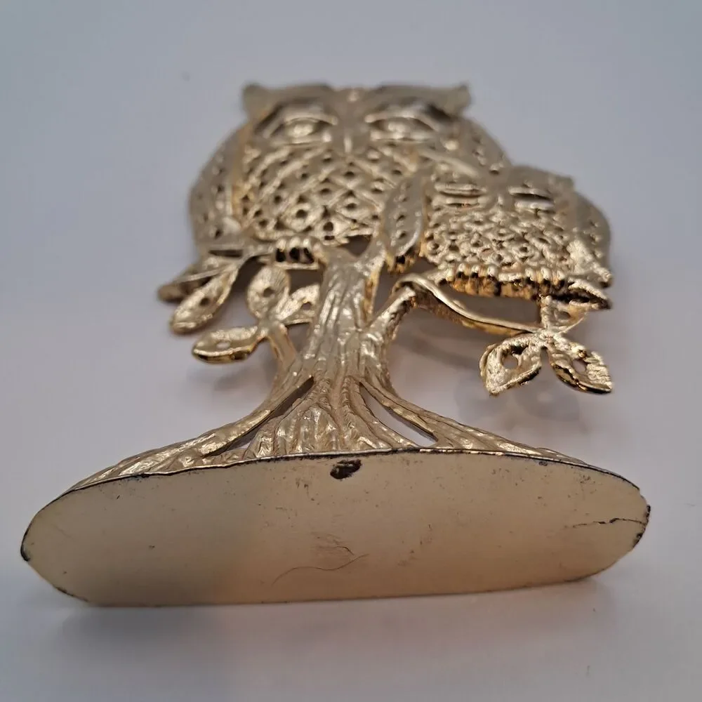 Vintage Owl Earrings Holder 1970s Torino Gold Tone